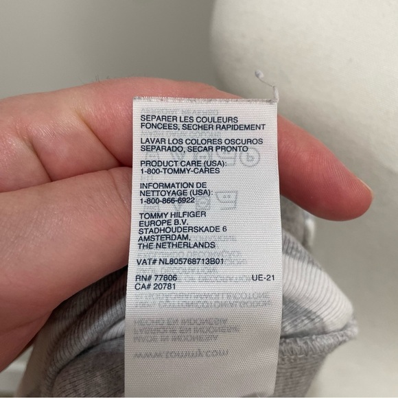 Y2K Tommy Hilfiger Stripe Polo Shirt White and Grey Preppy Size Extra Small - Picture 2 of 9